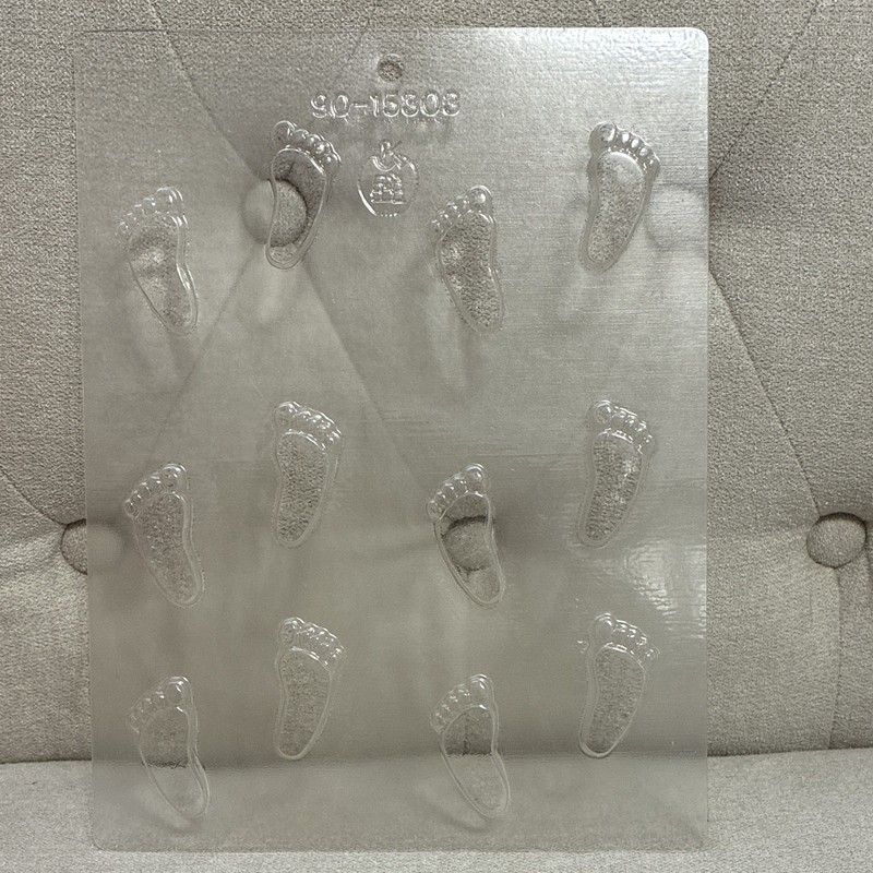 Baby Feet Footprints Chocolate Mold, Clear Plastic, 1 lb Capacity, 90-15303