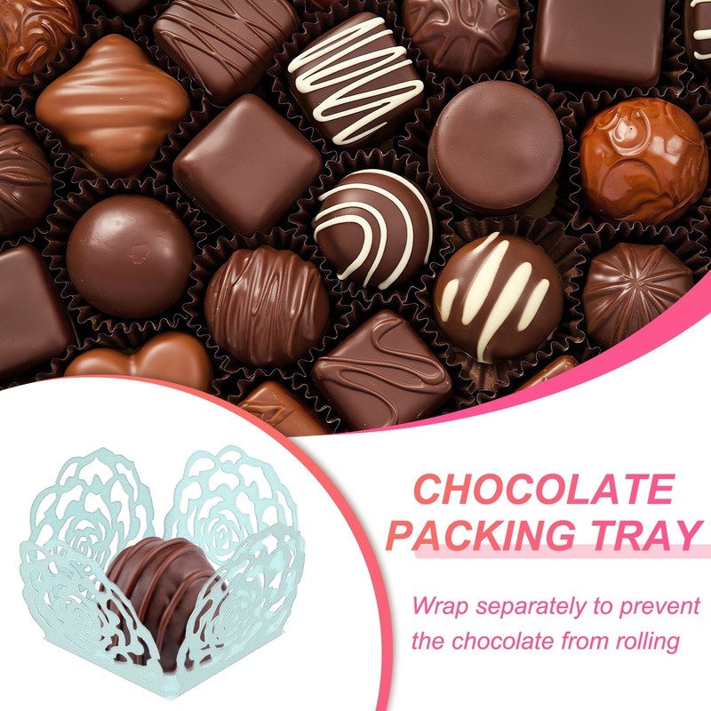 25 PCS Truffle Wrapper 4 Inch Square Cupcake Liner Baking Paper Light Blue gallery