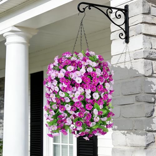 Artificial Fake Hanging Flowers Plants for Outdoor Decoration, 2PCS Violet gallery