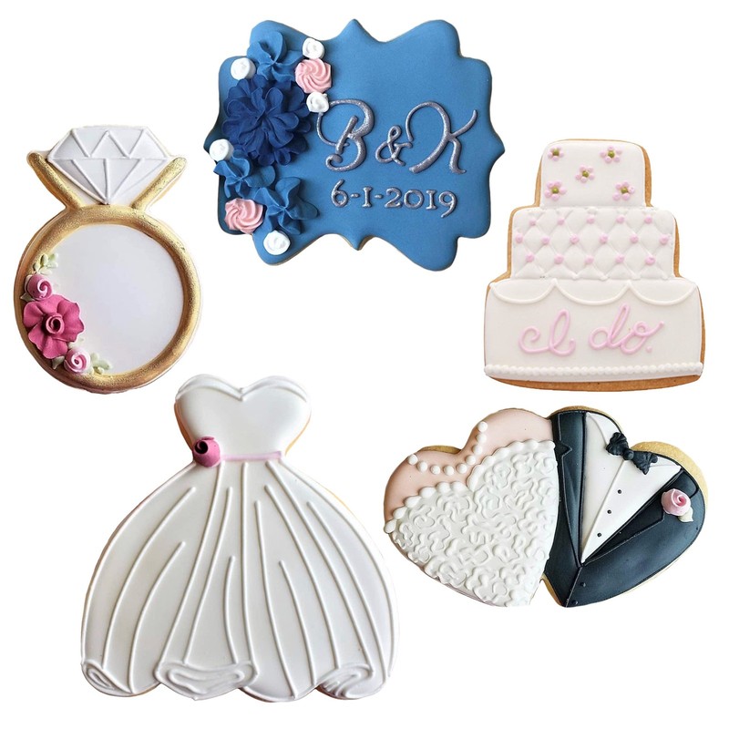 Ann Clark Wedding Cookie Cutters 5-Pc Set (Square Plaque, Wedding Cake, Weddi... gallery