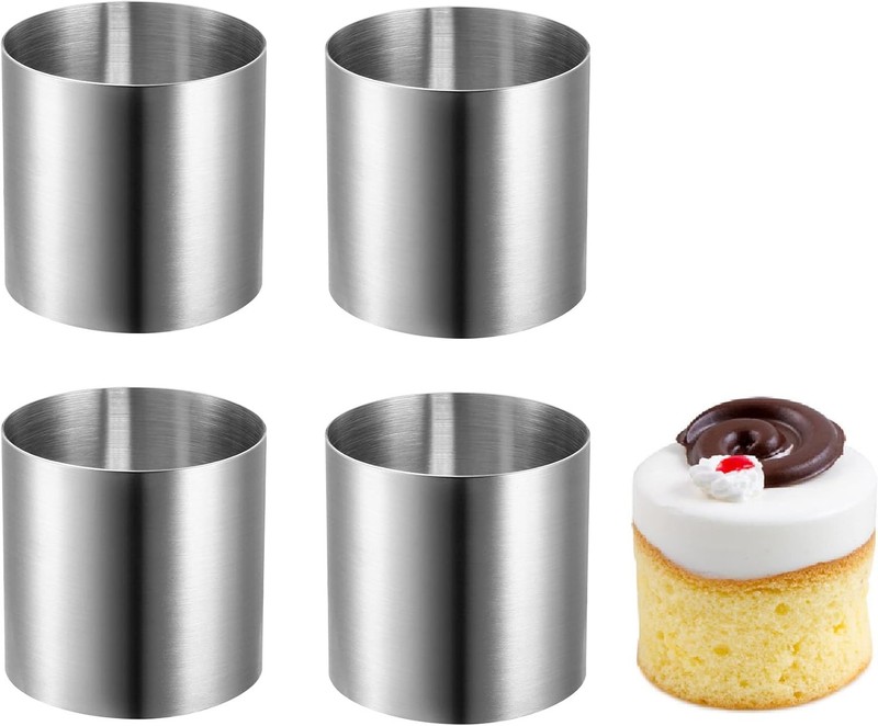 Set of 4 Round Stainless Steel Mousse Rings – 2.36 x 2 Inch Mini Cake Molds,
