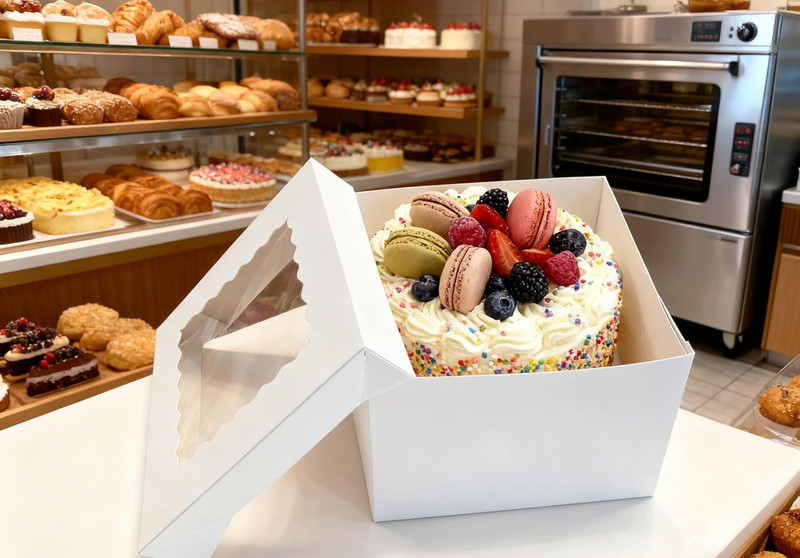 10 Pcs Cake Boxes,12X12X8 Inches White Bakery Boxe with Window,Tall Dessert Boxe gallery