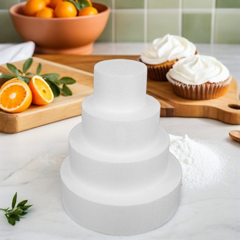 4 Pcs Foam Round Cake Decoration Artificial for Practice Decorated Faux Display gallery