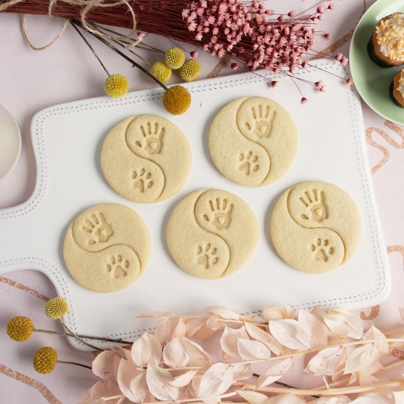 Yin Yang Hand & Dog Paw Print Cookie Cutter - dog treats animal rescue shelter gallery