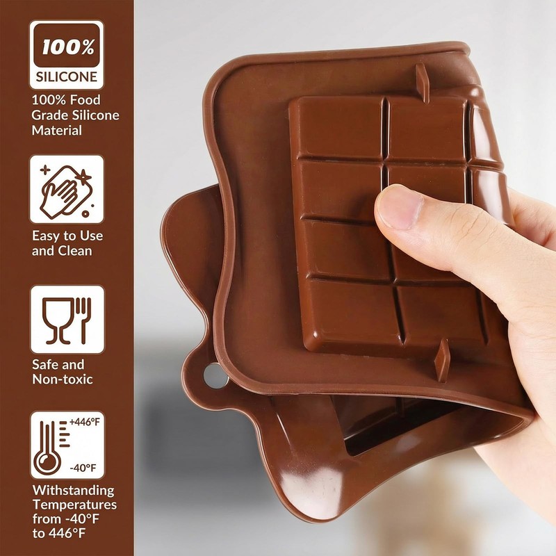 4 PCS Silicone BreakApart Chocolate Candy Protein Energy Bar Molds Baking gallery