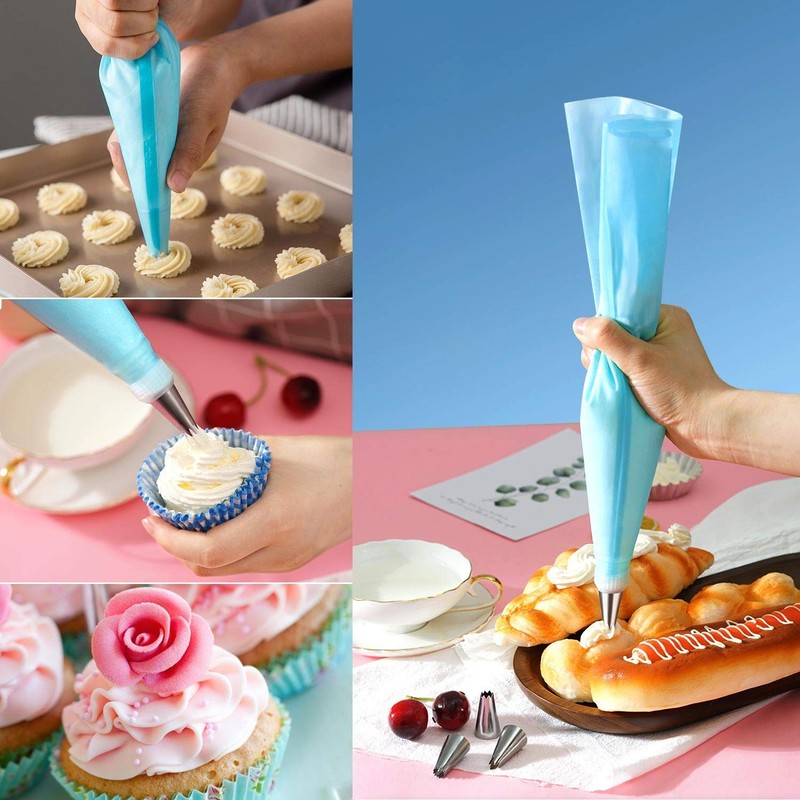 16 PCS 10/12/14/16 Inch Reusable Silicone Pastry Piping Bags 8 Couplers Kit gallery
