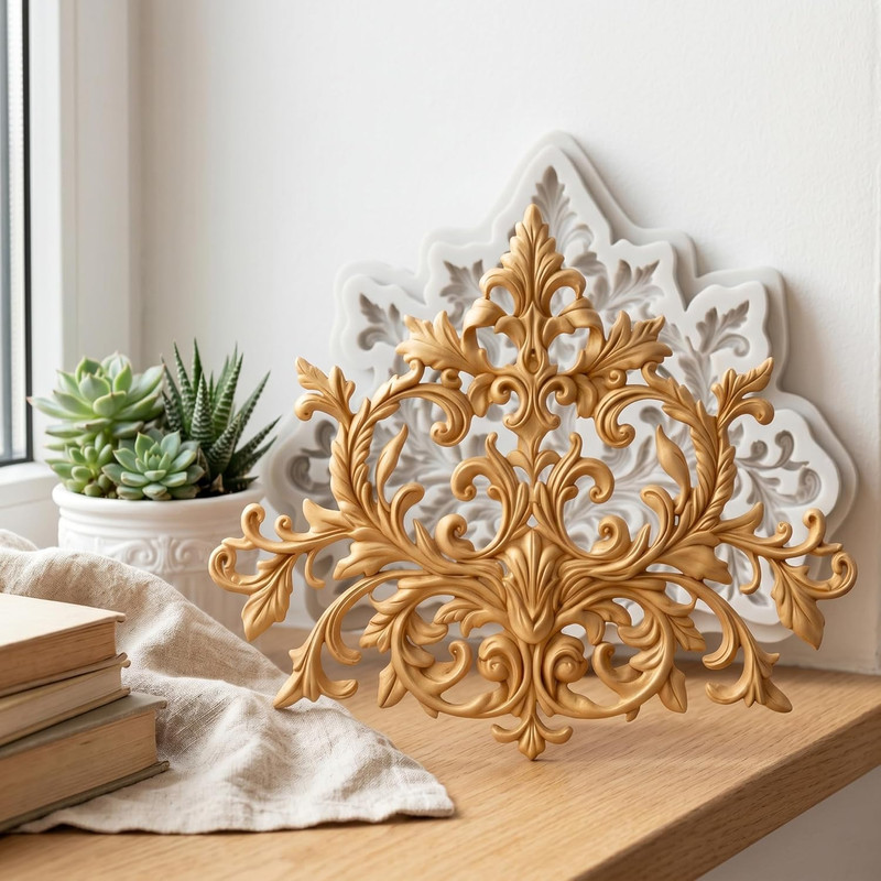 Baroque Style Curlicues Scroll Lace Polymer Clay Mold Scroll Relief Lace Silicon gallery