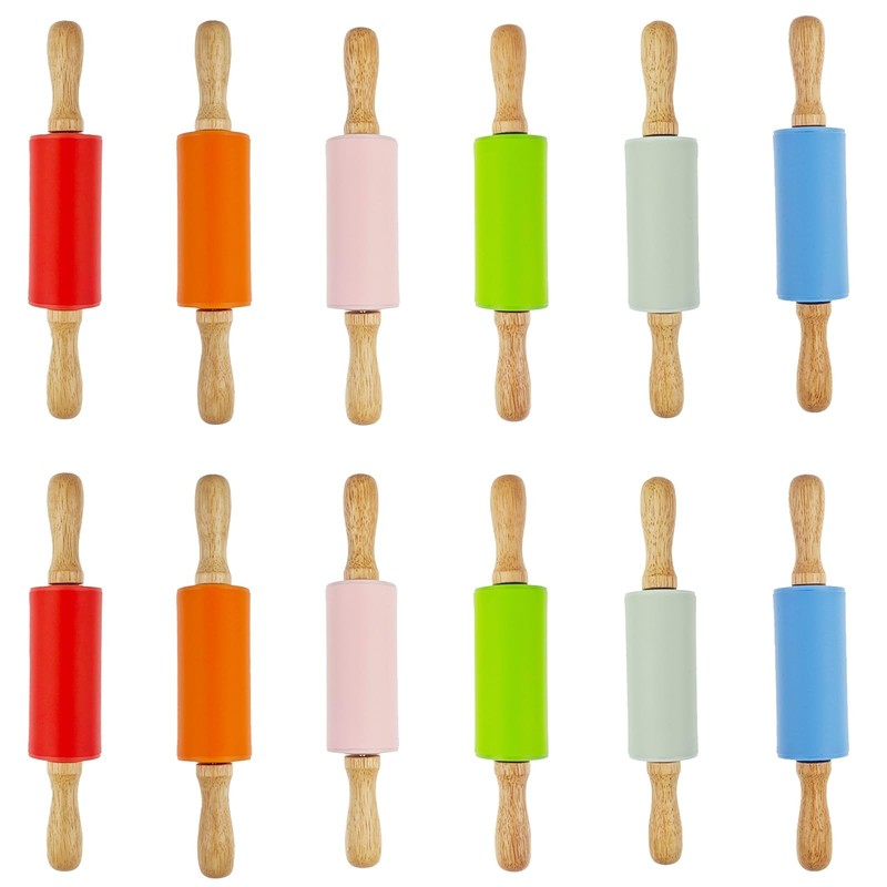 12 Pack Small Rolling Pin for , 9 Inch Rolling Pin for Home Kitchen (6 colors)