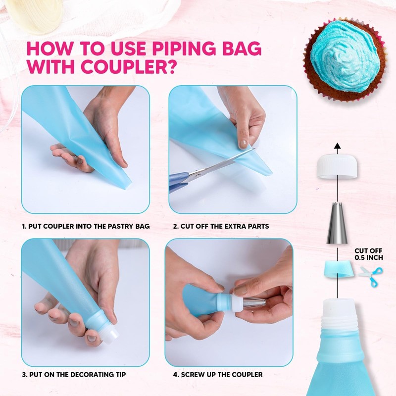Piping Bags And Tips Set, 11.8 Inch 100 Anti Burst Piping Bags, 124 Pcs Cake gallery