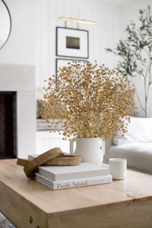 10 Pack Baby's Breath Artificial Flowers Bulk 3 Branches Faux Baby Breath Gold gallery