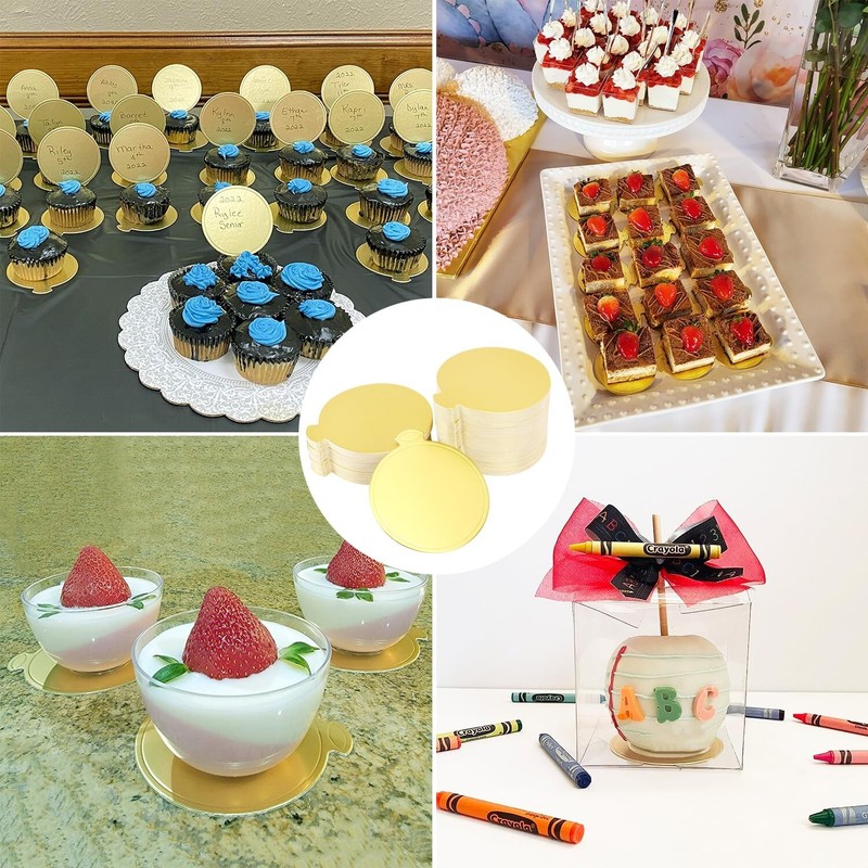 600PCS 3inch Mini Cake Boards, Premium Round Golden Mousse Cake Boards, Versa... gallery