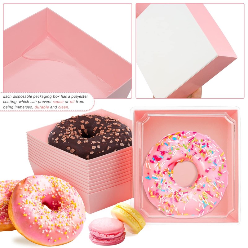 50 Pack Charcuterie Boxes with Clear Lids,5 Inch Pink Square Disposable Paper... gallery