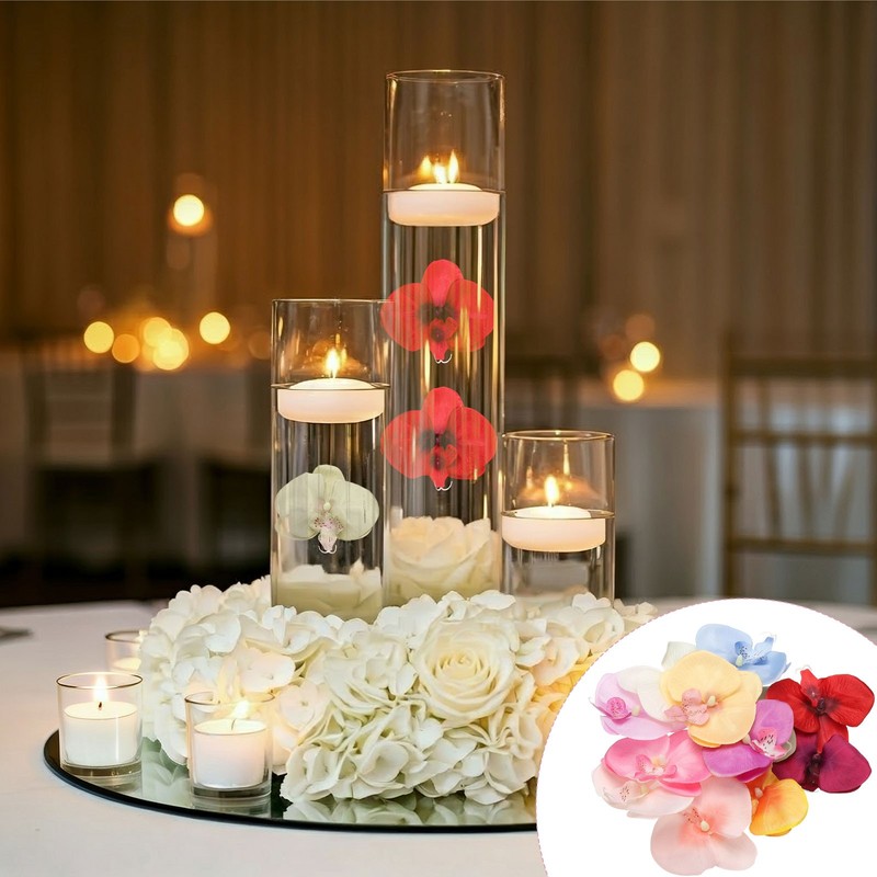 10 Pcs Artificial Orchid Flower Heads, Fake Orchid Heads, Light Yellow gallery