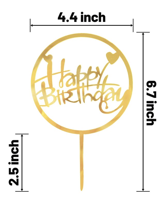 Happy Birthday Cake Toppers Gold, 18 Pcs Gold gallery