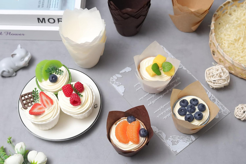 200PCS Tulip Cupcake Liners Parchment Baking Cups Muffin Wrappers Perf... gallery