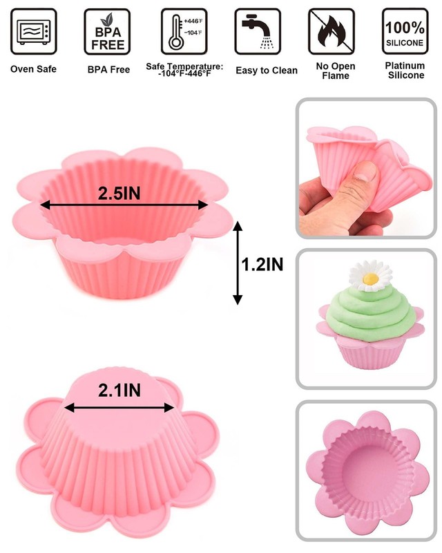 24 Pcs Silicone Muffin Liners with Tabs, Reusable Cupcake Liners for Steel Mu... gallery