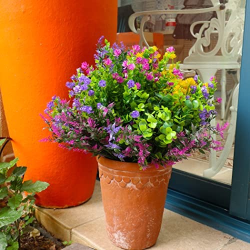 24 Bundles Artificial Fake Flowers Outdoor, 6 Styles UV 24pcs Mixed Color gallery