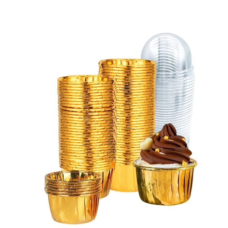 Moldes para cupcakes con tapa, 3.5 oz, moldes aluminio desechables para hornear