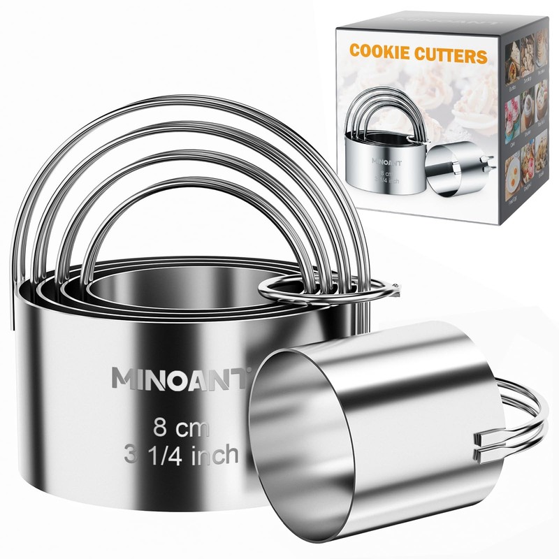Cookie Cutter Set Donut Hole Circle Cutters Stainless Steel 5 Pieces/Set with