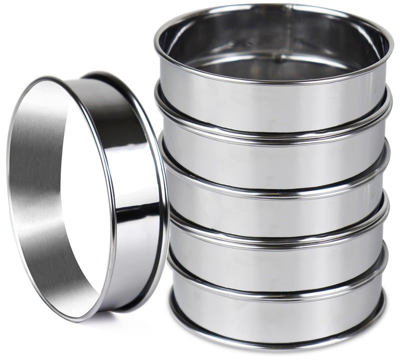 6PCS 4 English Muffin Rings, Double Rolled Stainless Steel, Crumpet, Tart Mold