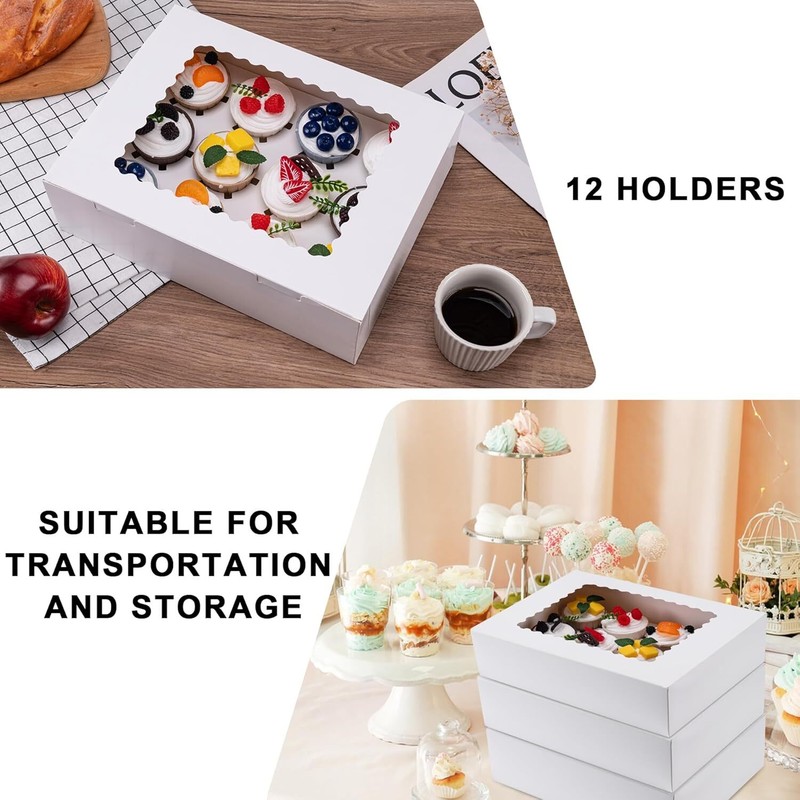 6PCS Cupcake Boxes - Hold 12 Count Cupcake Containers with Window, Food Grade gallery