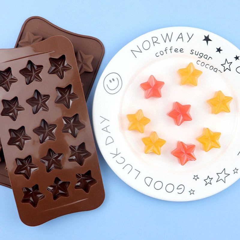 2pcs 15 consecutive pentagram silicone chocolate molds high temperature resistan