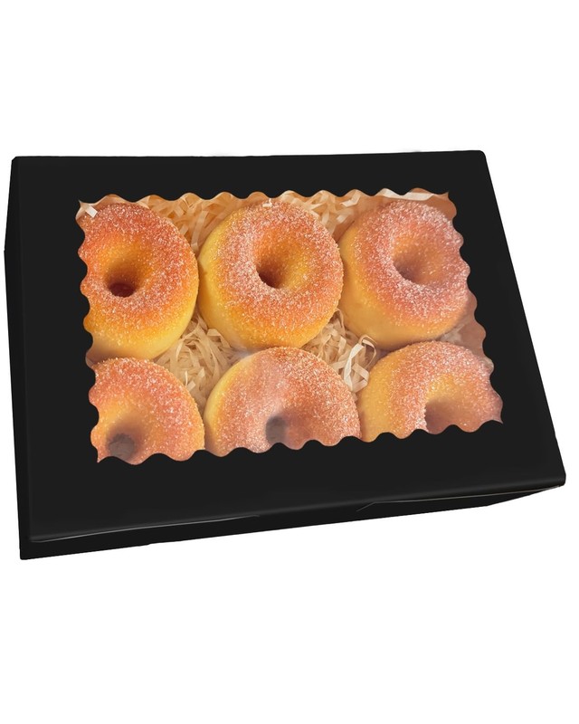 50 PCS Black Cookie Box Window 9x6x2.5 Inch Pastry Macaron Bakery Packaging gallery