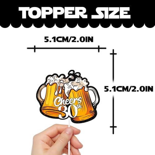 18pcs Brown Glitter Dessert Cupcake Topper Aged to Perfection Cheer 30 Whiskey gallery