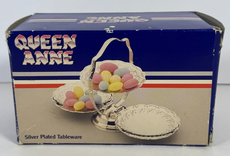 Vintage Queen Anne 3-Tier Silver Plated Candy Serving Stand Made in England READ gallery
