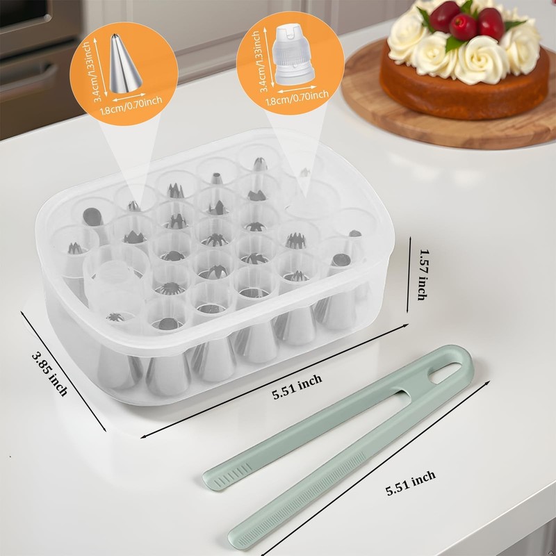 Cake Decorating Supplies 27 Grids Storage Box 25 Stainless Piping Tip Kit gallery