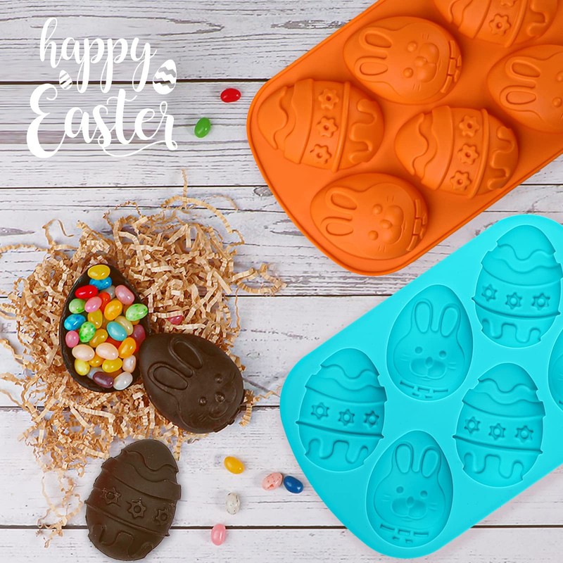 Easter Egg Molds 2 Pack Jumbo Easter Chocolate Molds Silicone Bunny Egg Muffi... gallery