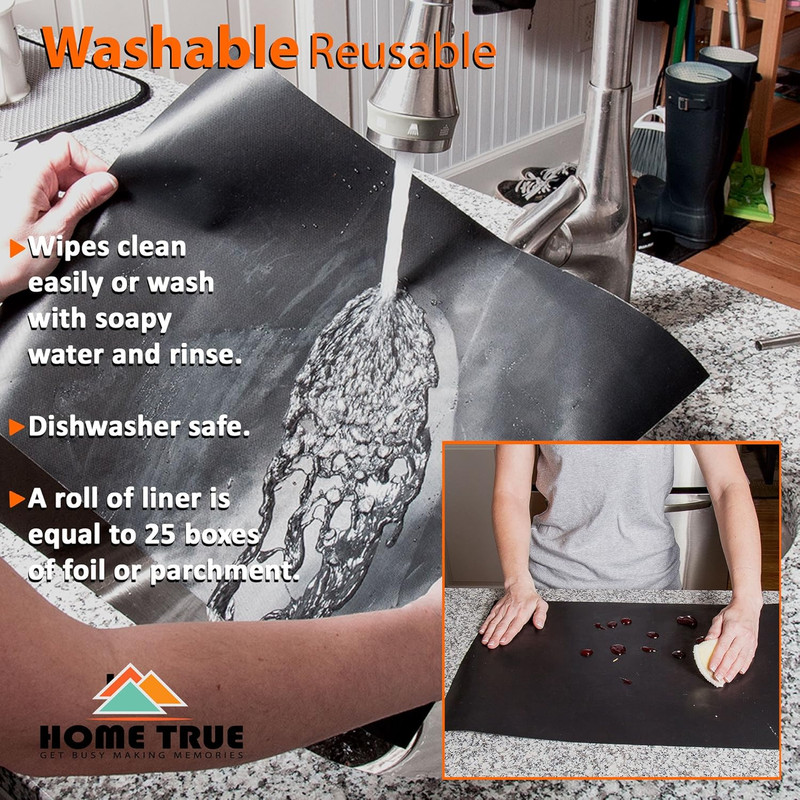 Ovenliner Microwave Toaster Stovetop Mat Non-Stick Black 70X16.25 Inches gallery