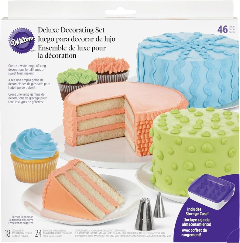 Cake Decorating Supplies Kit 46-Piece Stainless Steel Piping Tips Disposable ... gallery