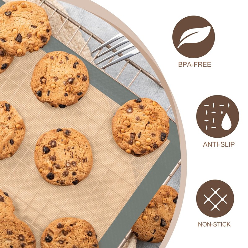 Silicone Baking Mat, 3 Pack Reusable 2 Half Sheets & 1 Quarter Sheet, Gray03 gallery