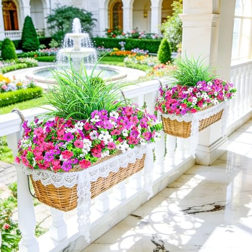 Artificial Flowers for Outdoors UV Resistant, 14 Light Purple Rose Red White gallery