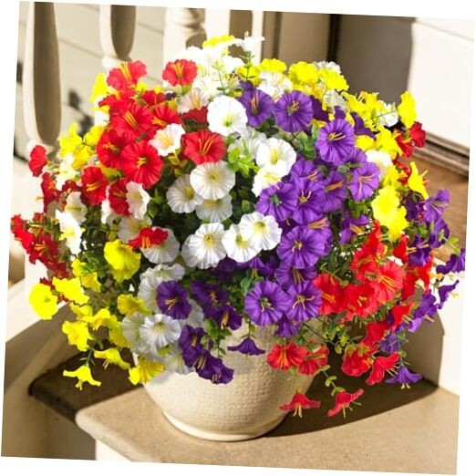 Grunyia Artificial Morning Glory Flowers, 12 Bundles UV Resistant Fake Mix1