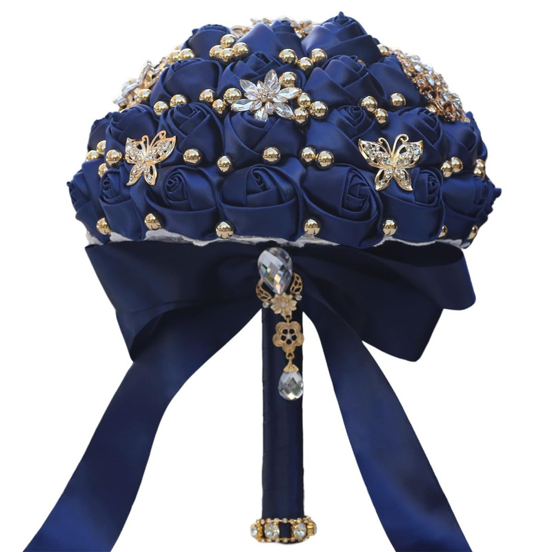 Mhojpik Bridal Wedding Bouquet Round Holding Bouquet Throw Toss Artificial Rose