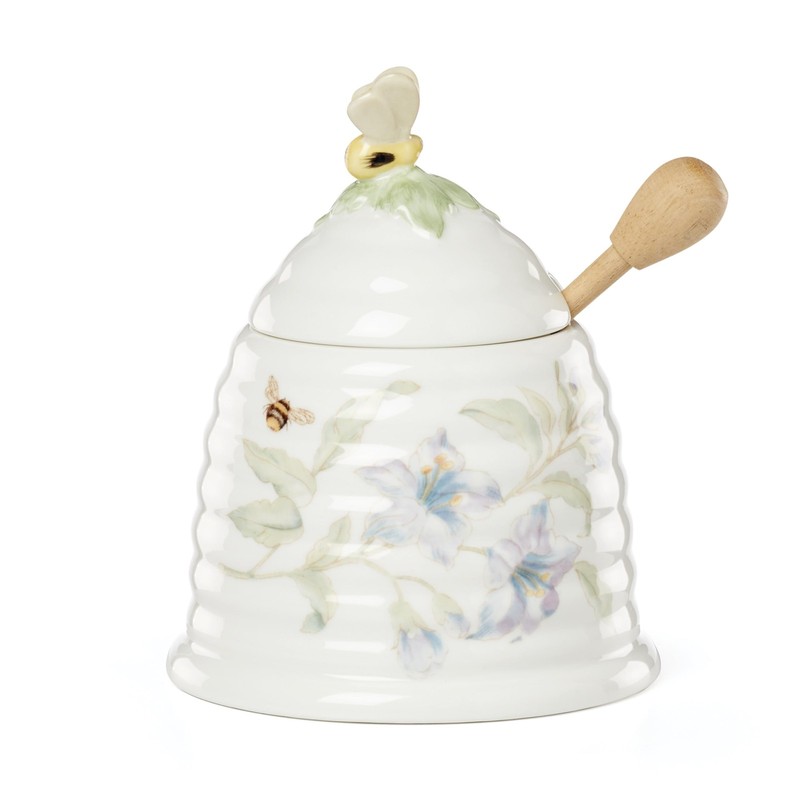 Home And Kitchen, Butterfly Meadow Beehive Honey Pot, Porcelain Material, Dis…