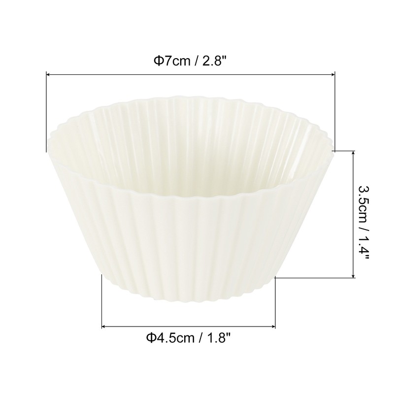 18Pcs Silicone Cupcake Baking Cups, 2.8" Non-Stick Muffins Liners White gallery