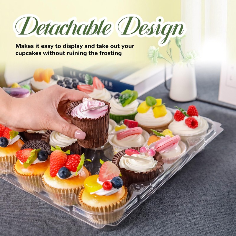 24 Count Cupcake Containers 10 Pack Cupcake Holders Plastic Stackable Cupcake... gallery
