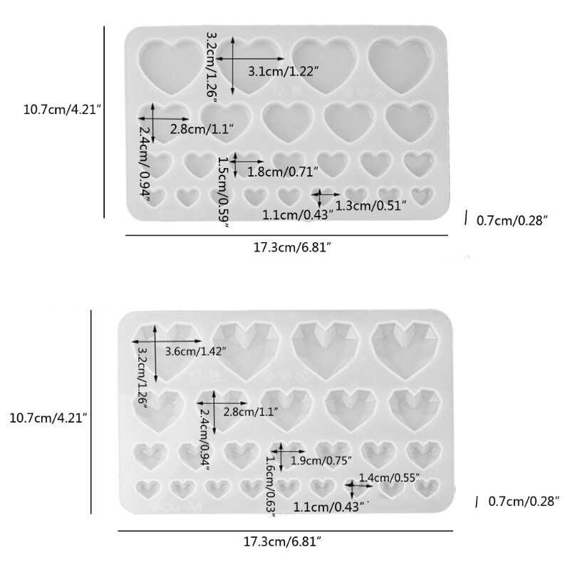 2Pcs DIY Diamonds Love Keychain Silicone Epoxy Molds DIY Ornaments Pendant Mould gallery