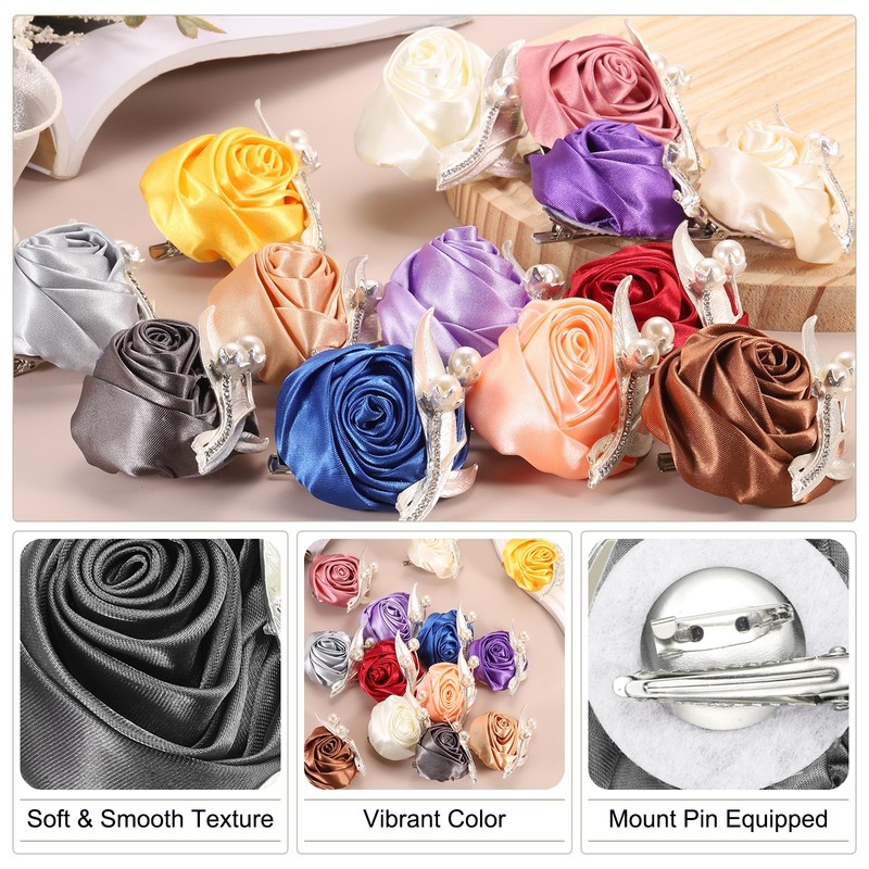 2 Pcs Boutonnieres for Men, Deep Grey Groom Corsage Artificial Flower gallery