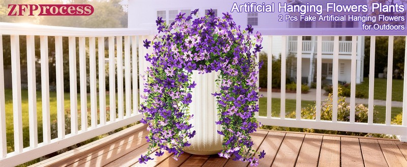 ZFProc Artificial Hanging Flowers Plants for Outdoor Spring Summer gallery