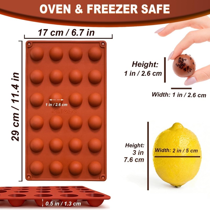 Mini 24-Cavity Semi Sphere Silicone Molds Non-Stick, 2 Packs Half Sphere Sili... gallery