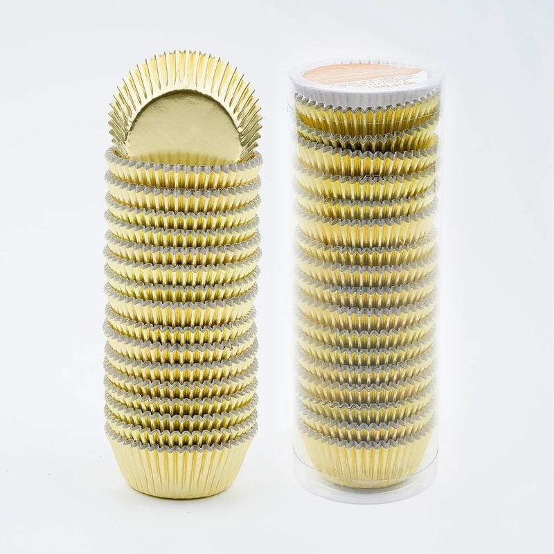 Mini Foil Baking Cups Gold 300-Count Bright Foil Paper Gold Cupcake Liners Mini gallery
