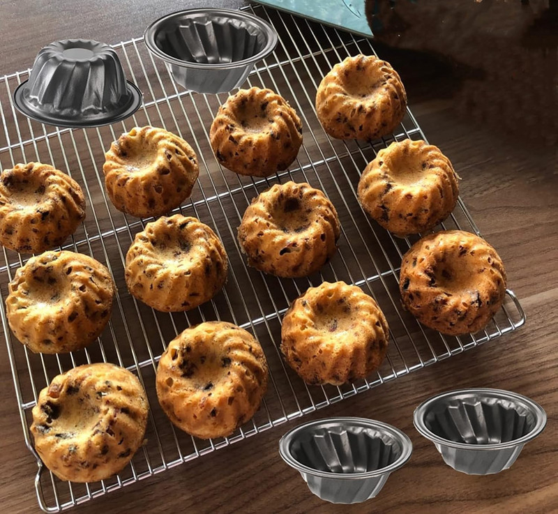 10 Pack 4 Inch Mini Fluted Cake Pan, Reusable Nonstick Carbon Steel Mini Flan Mo gallery