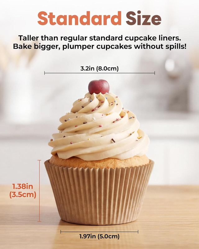 200 Pcs Unbleached Parchment Cupcake Liners Non-Stick Greaseproof Muffin Baking gallery