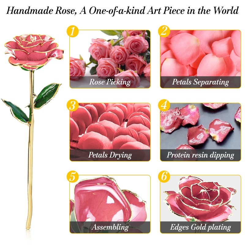 Yolife Gold Dipped Rose 24k Real 7.87 x x 13.87 inches, Pink gallery