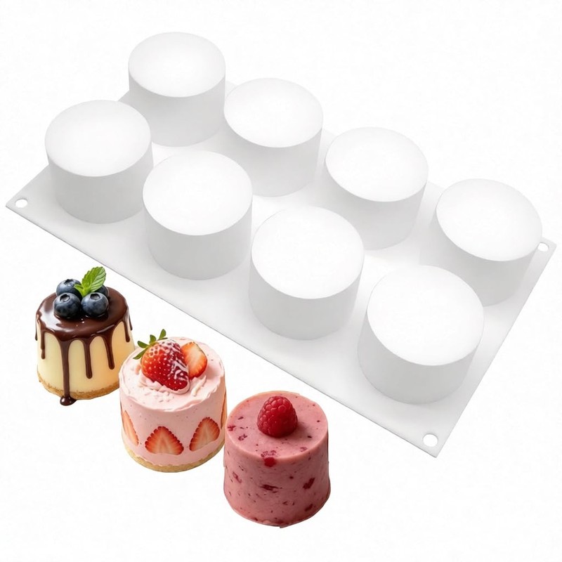 Silicone Baking Mold 8-Cavity 11.6×6.8in Mini Cake Molds – For Cheesecake