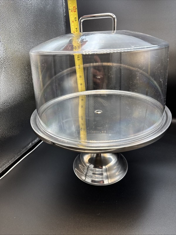 Cambro Cake Stand Dessert Display 12” Round Chrome Handle 15” Tall gallery